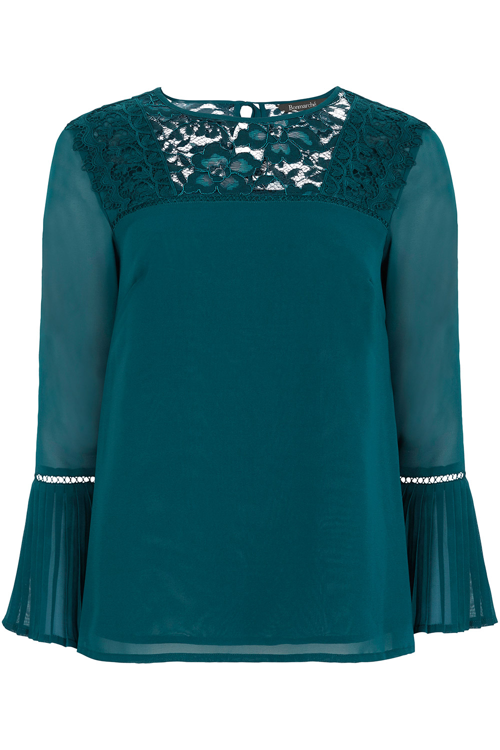 Lace Detail Pleated Back Blouse