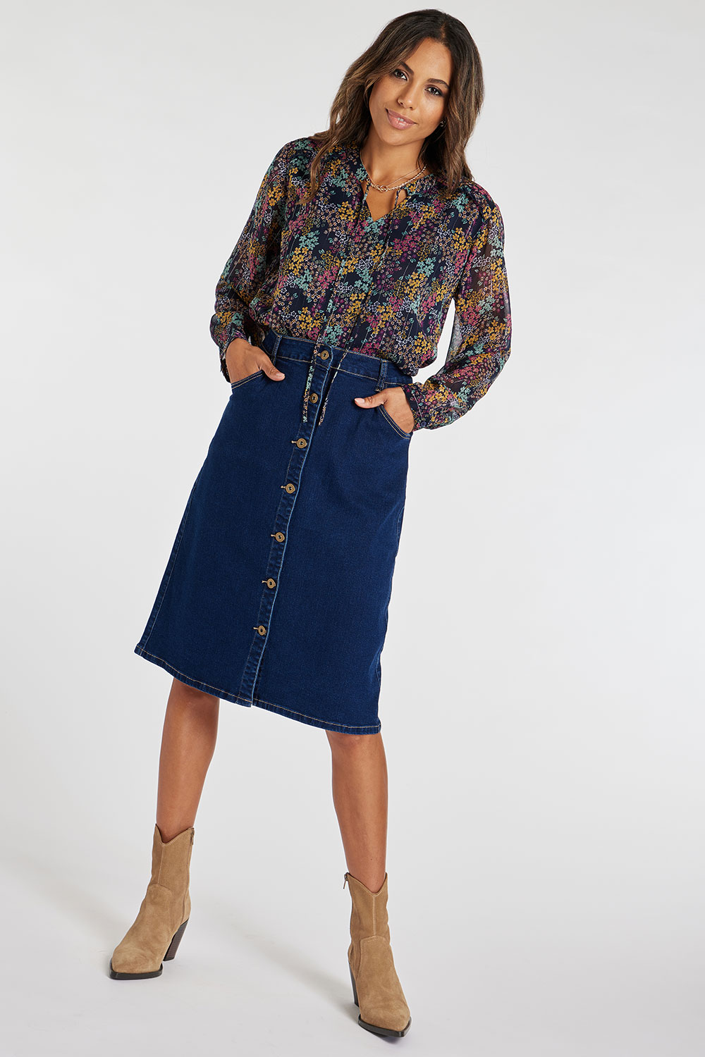 Button Through Denim Skirt | Autonomy