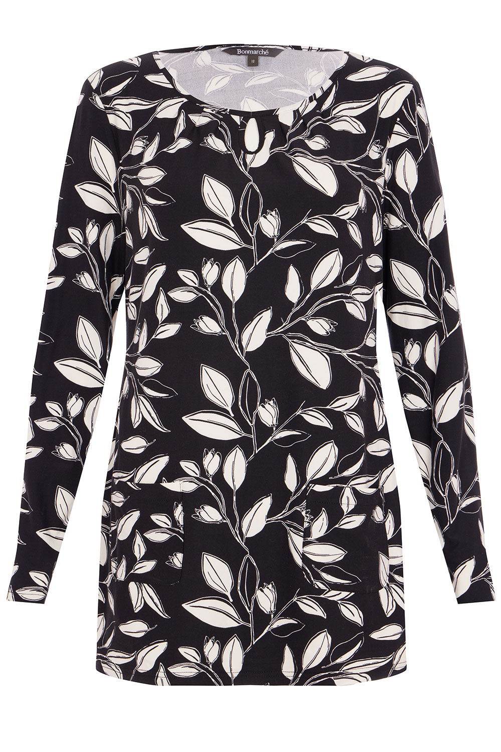 Long Sleeve Leaf Print Tunic with Pockets | Bonmarché