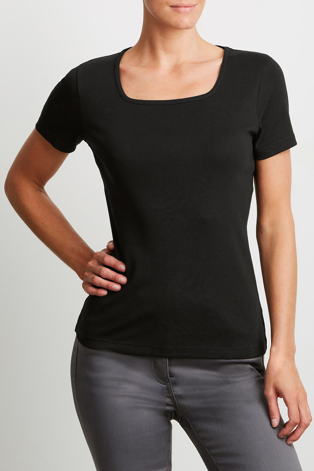 Basic Cotton Square Neck T-Shirt