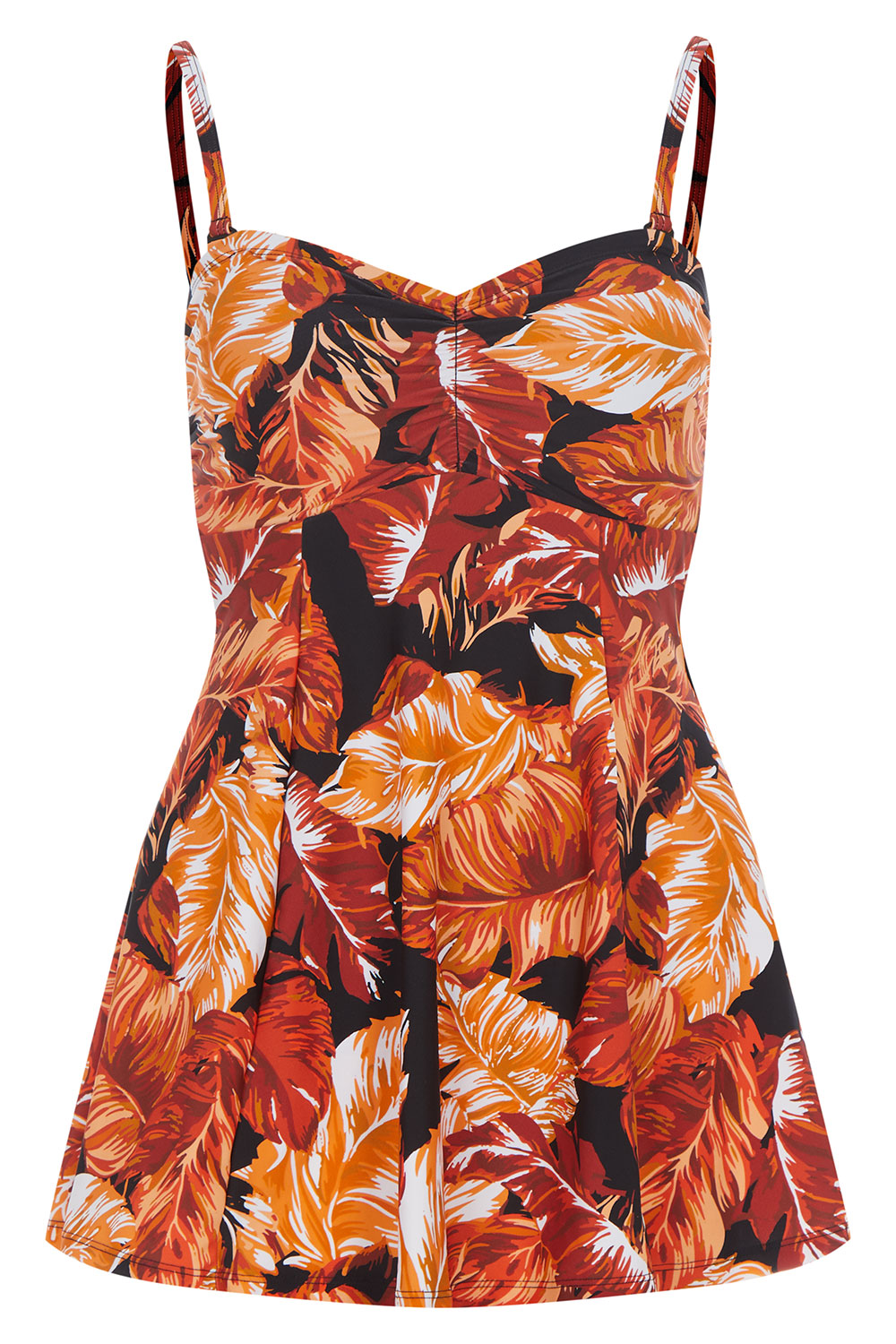 Rust Palm Leaf Print Bandeau Swimdress | Bonmarché