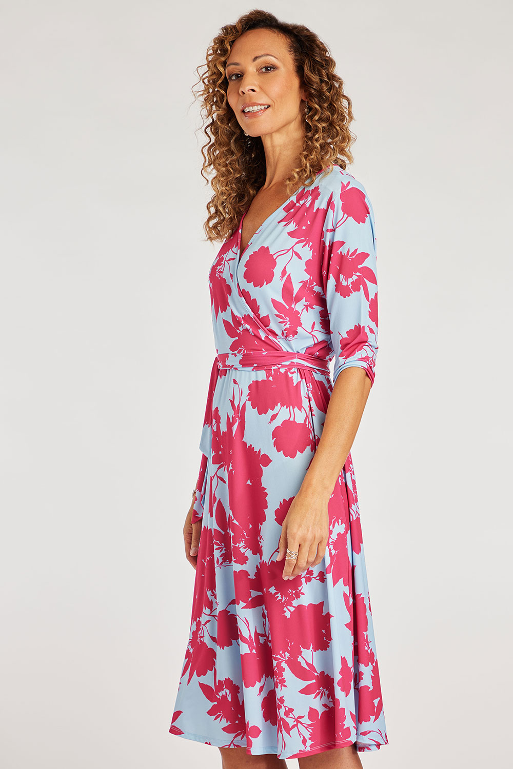 Floral Wrap Front Jersey Dress 