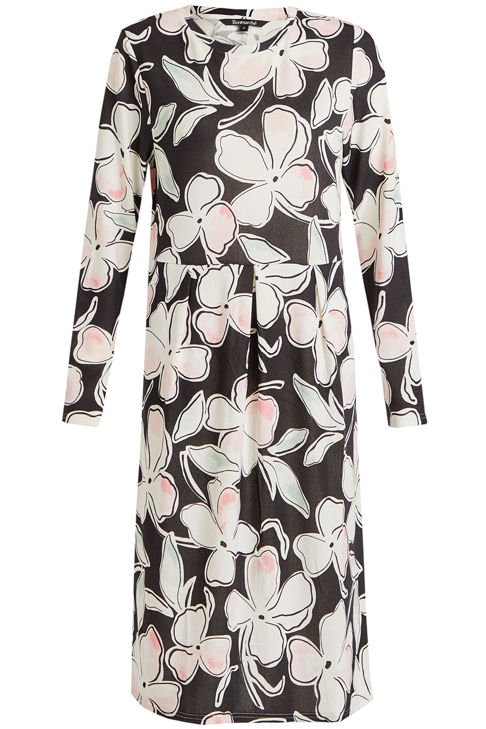 Black Floral Print Soft Touch Dress | Bonmarché