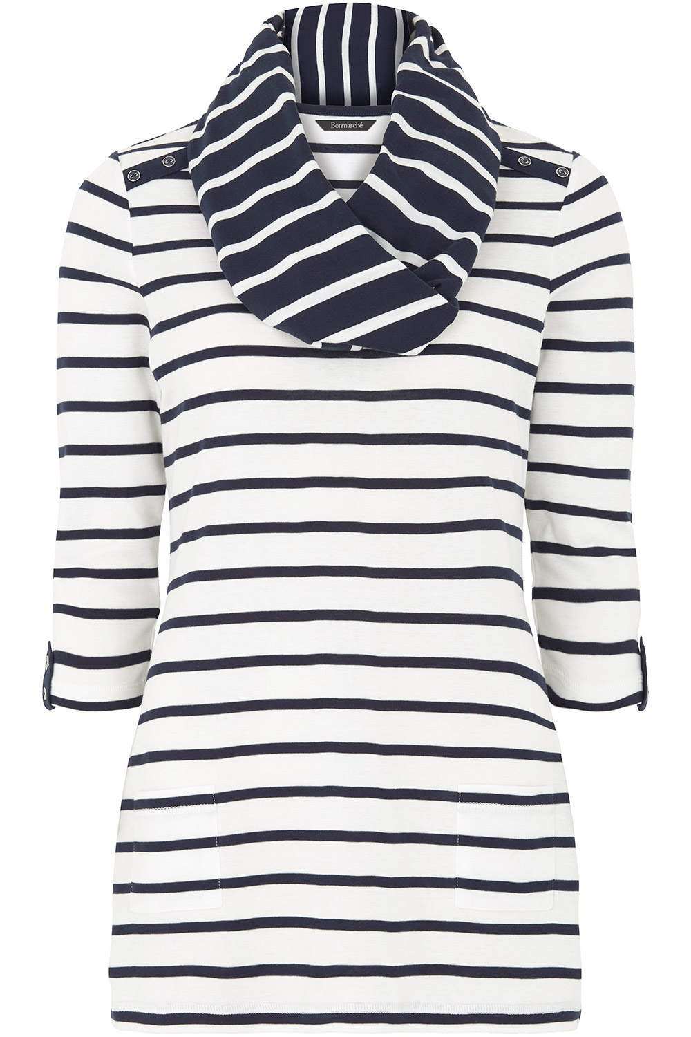 Bonmarche, Tops, Nwt Bonmarche Uk Striped Tunic With Scarf